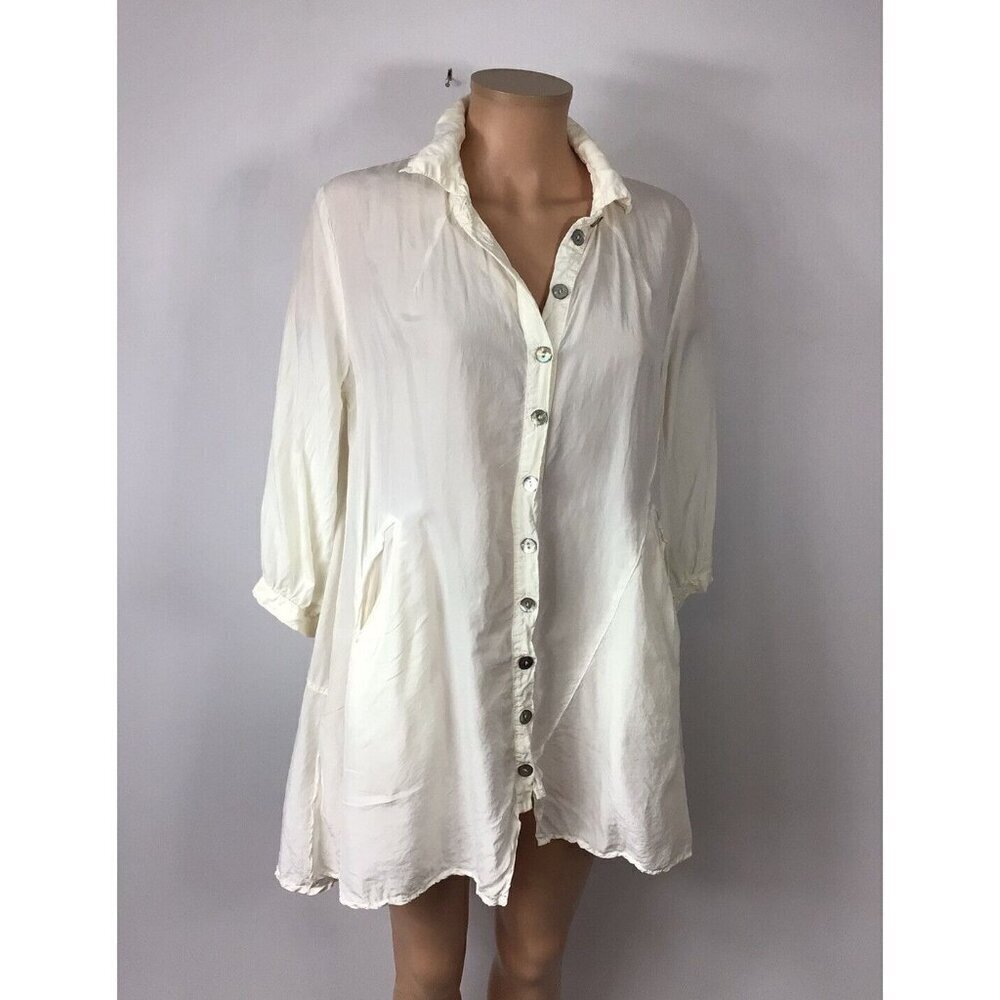 Working Overtime Silk Blouse Tunic Womens 1